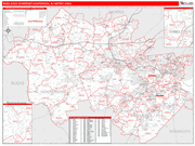 Middlesex-Somerset-Hunterdon Metro Area Wall Map Red Line Style